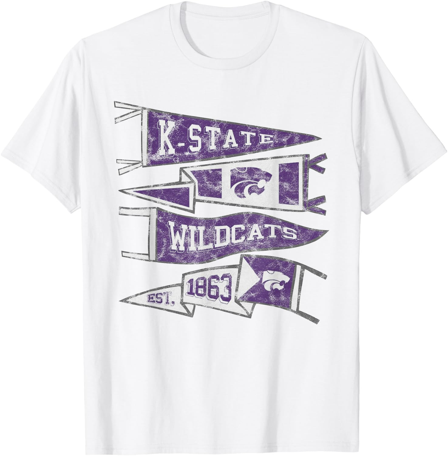 Kansas State University Wildcats Distressed Pennants T-Shirt | Amazon (US)