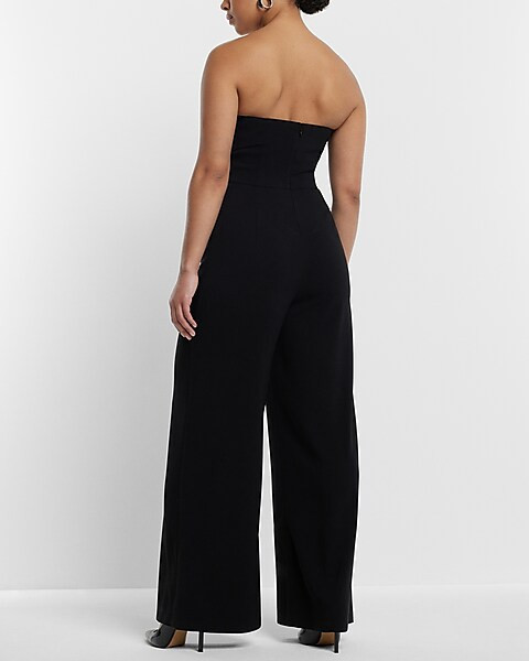 Strapless Pleated Wide Leg Jumpsuit | Express