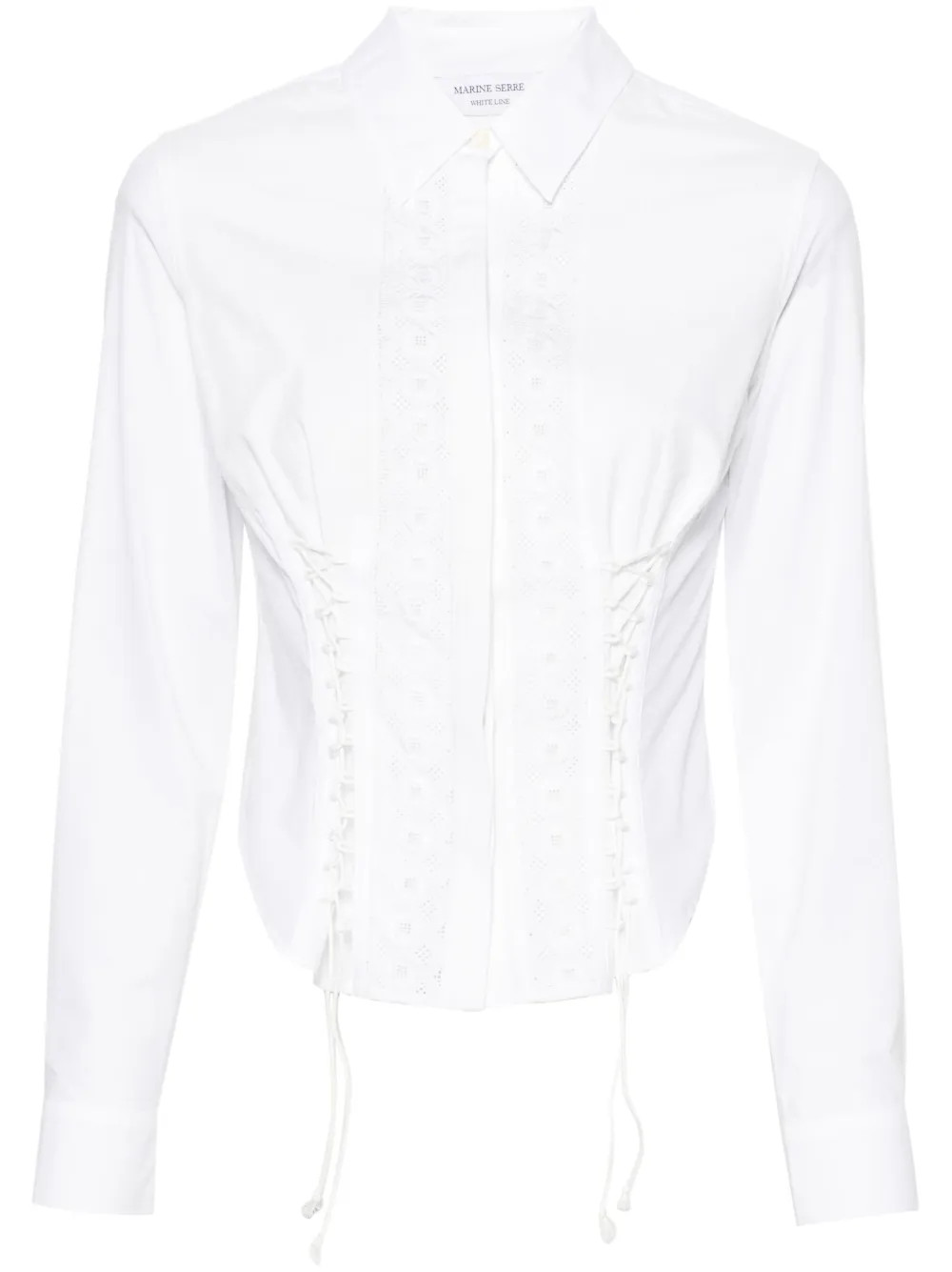 Marine Serre Household corset-style Cotton Shirt | White | FARFETCH AE | Farfetch Global