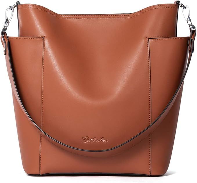 BOSTANTEN Genuine Leather Bucket Handbag Designer Hobo Shoulder Bags Tote Purses and Handbags Set... | Amazon (US)