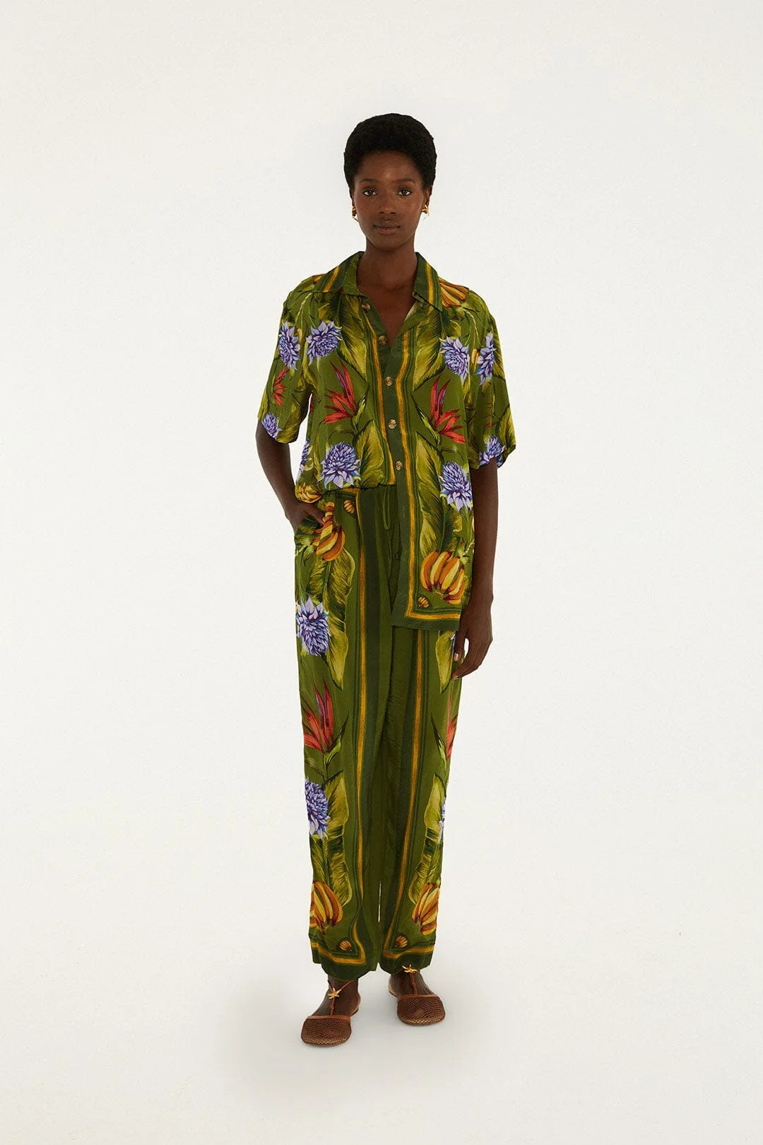 Green Tropical Scarf Pants | FARM Rio | FarmRio (US)