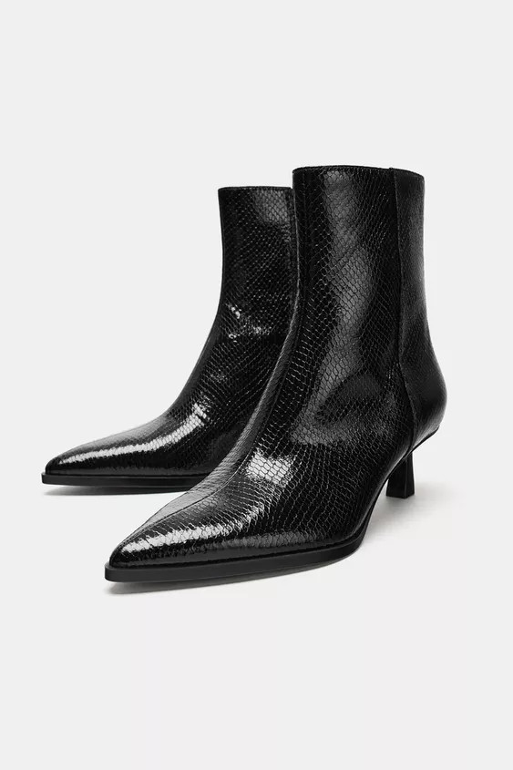 EMBOSSED HEELED ANKLE BOOTS | Zara Canada