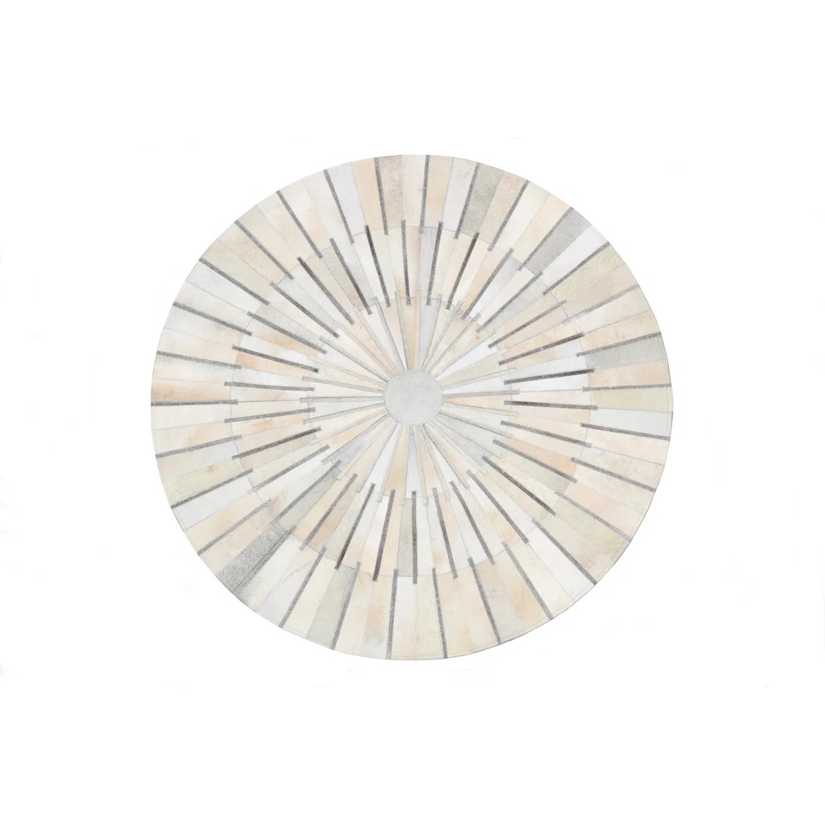 One-of-a-Kind Round Cowhide Leather White Ivory Area Rug | Wayfair North America