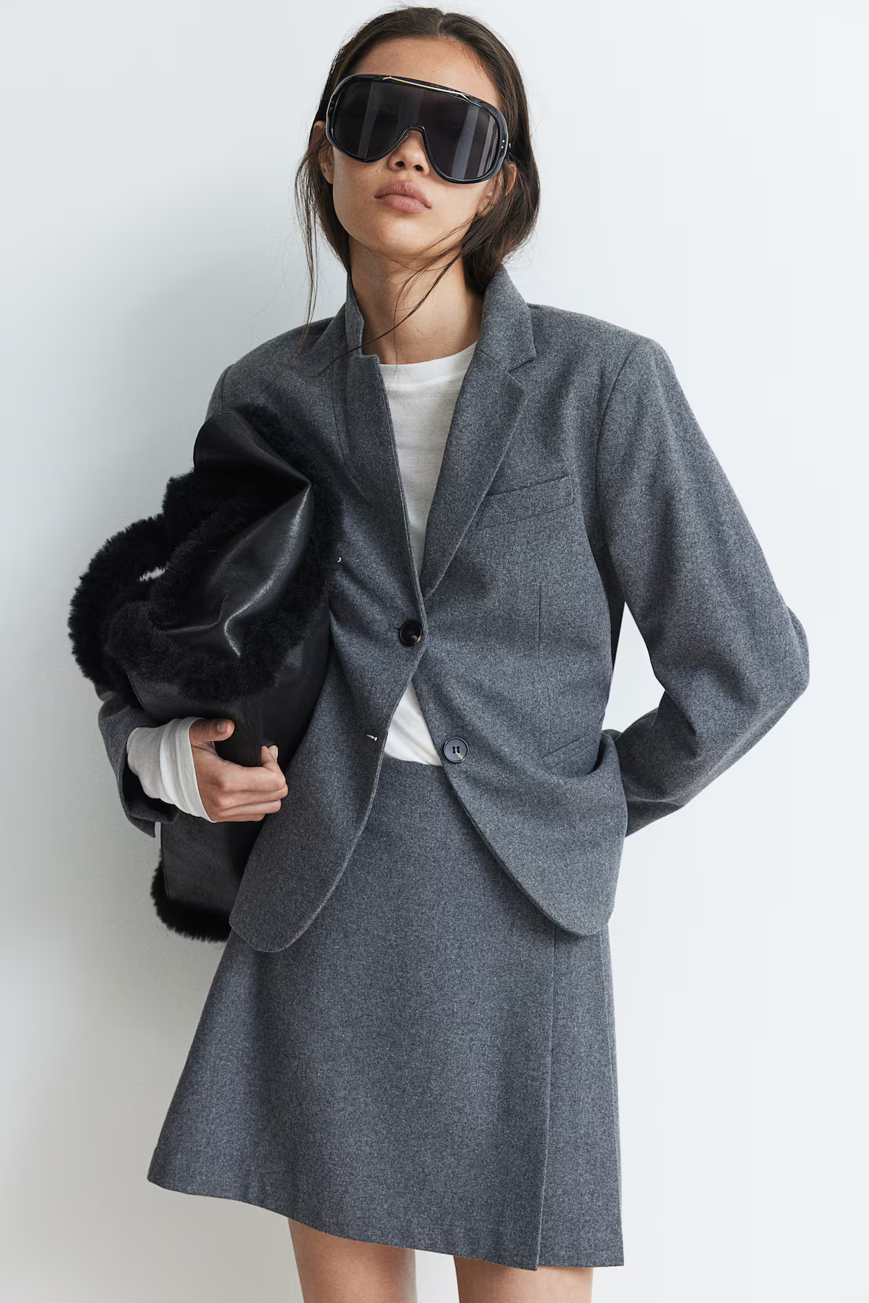 Taillierter Blazer - Langarm - Normale Länge - Dunkelgraumeliert - Ladies | H&M AT | H&M (DE, AT, CH, NL, FI)