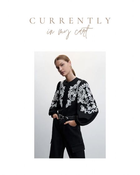 currently in my cart: embroidered shirt, embroidered blouse for spring, work top - this black and white combination is currently sold out, available in all white on sale for under $50

#LTKFind #LTKsalealert #LTKworkwear