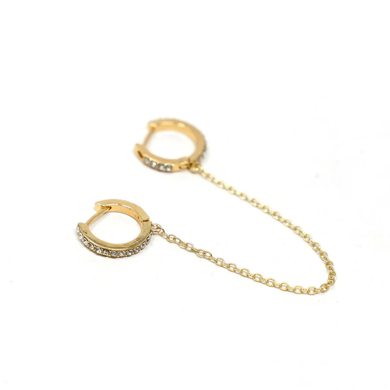 Crystal Huggie Ear Chain | The Sis Kiss