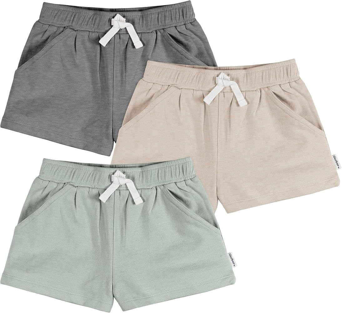 Gerber Baby Girls' 3-Pack Knit Shorts | Amazon (US)