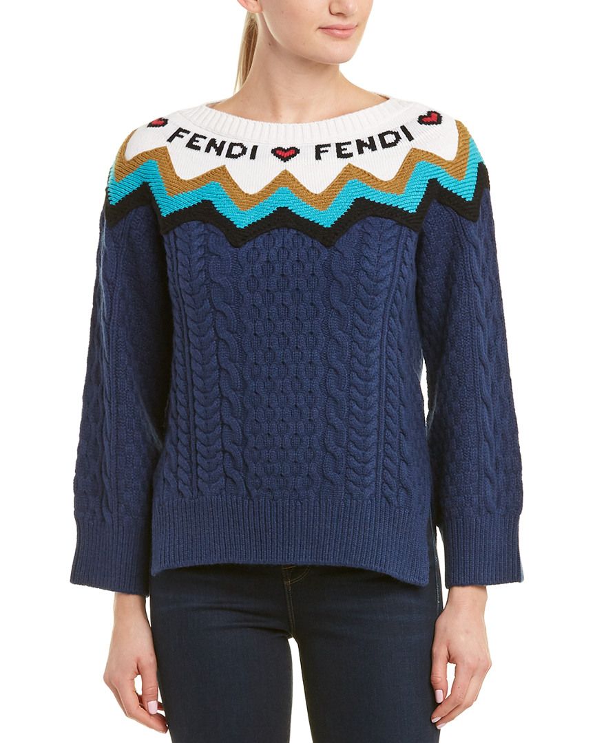 FENDI Cable-Knit Wool & Cashmere-Blend Sweater | Gilt