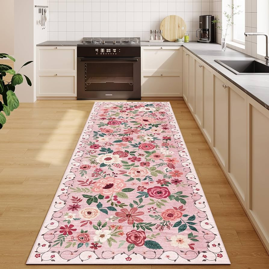 DUKINO 2x6 Kitchen Runner Rug for Hallway, Washable Runner Rug with Non Slip Backing, Low Pile So... | Amazon (US)