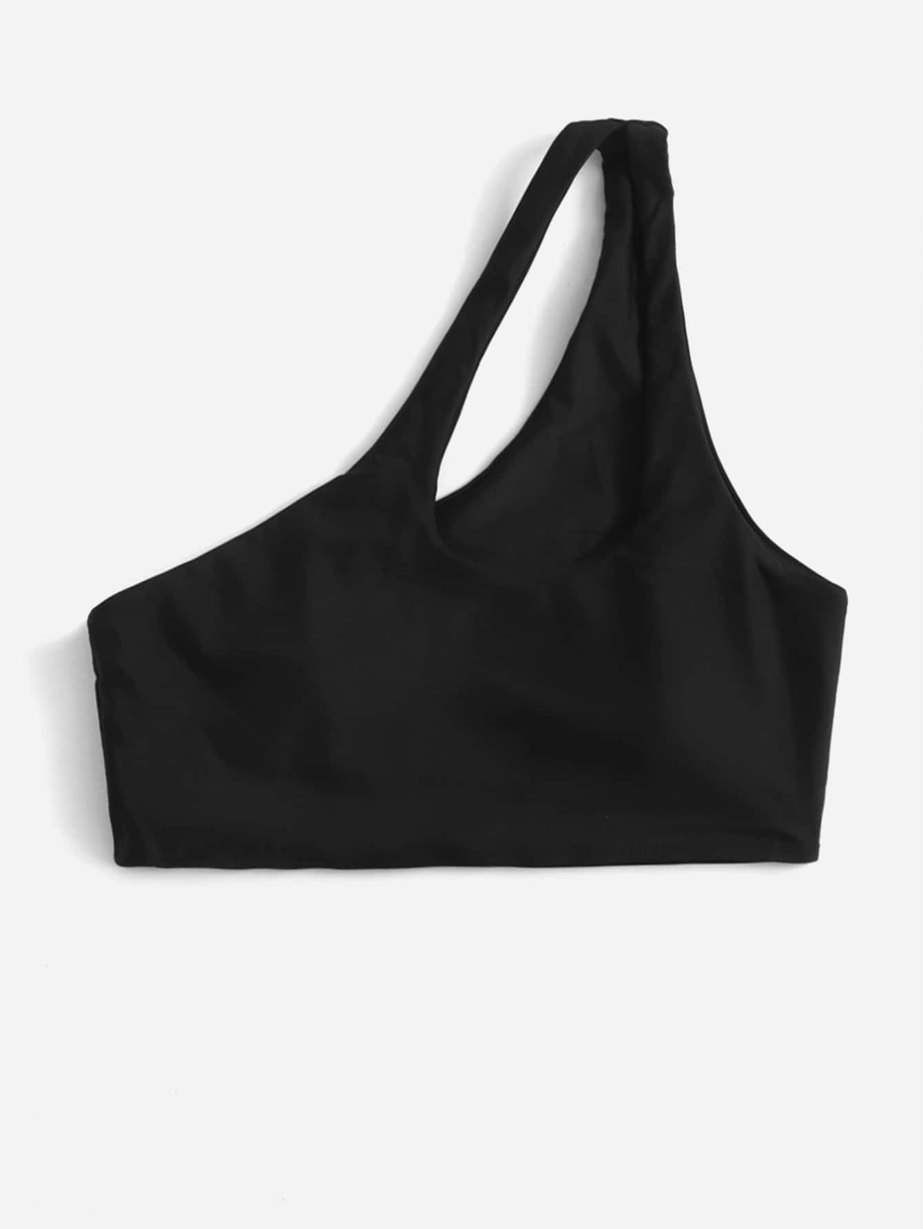 Solid One Shoulder Bikini Top | SHEIN