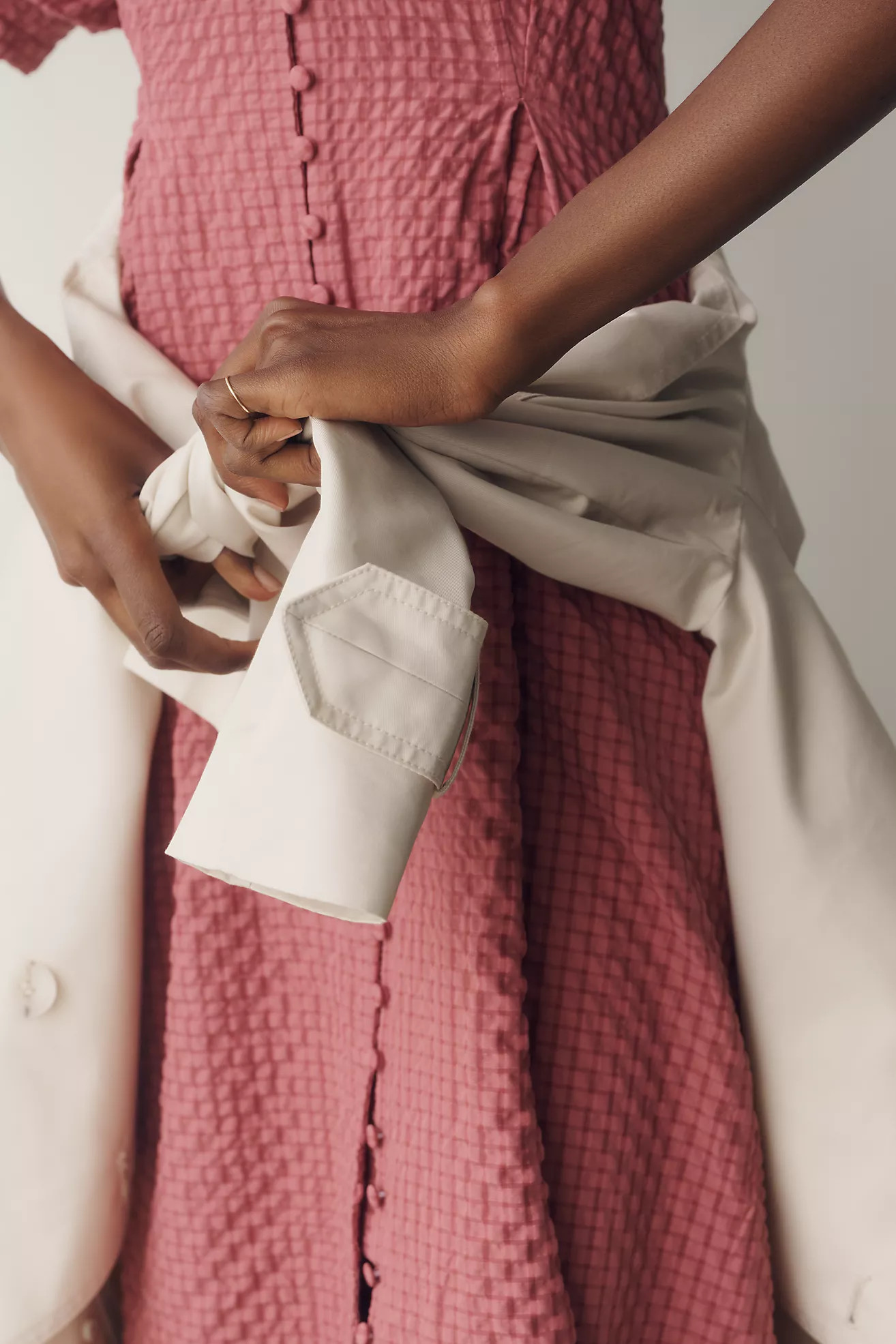 English Factory Puff-Sleeve Textured Midi Shirtdress | Anthropologie (US)