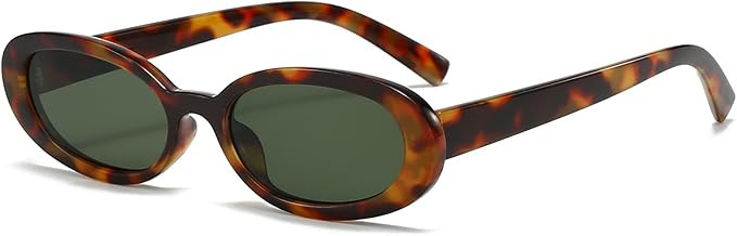 SUNBSR Retro Oval Sunglasses for Women Men Trendy Small Oval Shaped Sun Glasses 90's Vintage Shad... | Amazon (US)