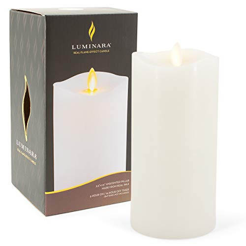 Luminara Flameless Pillar Candle X-Large (White, Unscented, 7.5 Inches Tall), Centerpiece, Melted Edge, Flickering, Smooth Finish, Real Wax, LED Battery Operated | Amazon (US)