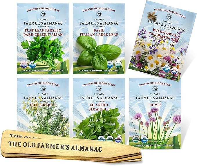 The Old Farmer's Almanac Herb Garden Starter Kit - 6 Seed Packets (Over 3000 Seeds) with Wooden P... | Amazon (US)
