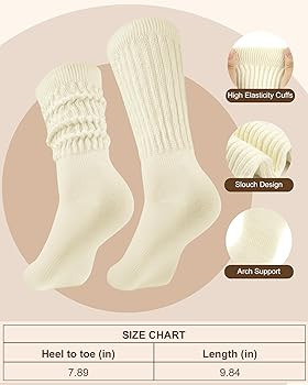 Loritta 5 Pairs Slouchy Socks for Women Cotton Crew Retro Solid Ribbed Mid Calf Slouch Scrunch Bo... | Amazon (US)
