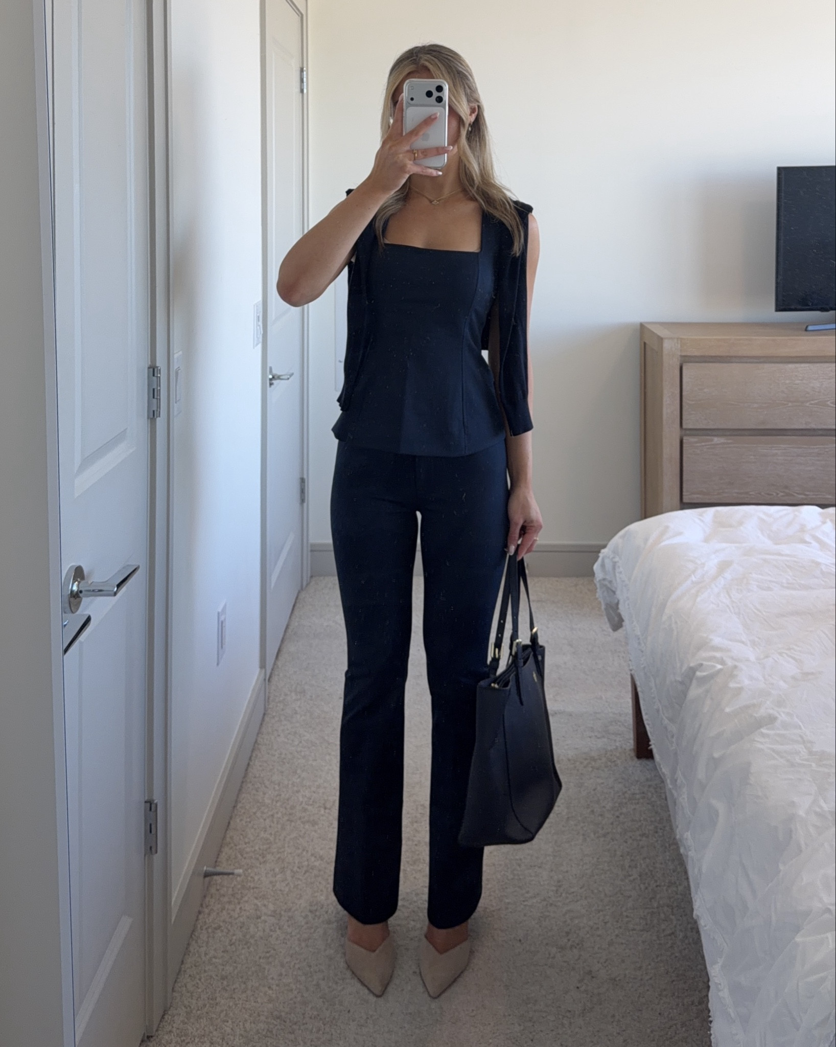 navy monochromatic office outfit – loving @abercrombie matching sets 🩵

#LTKWorkwear