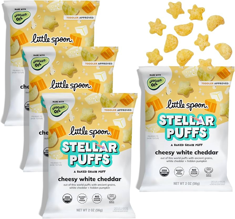 Little Spoon Stellar Puffs, Cheesy White Cheddar Toddler Snack Made with Real White Cheddar & Pum... | Amazon (US)
