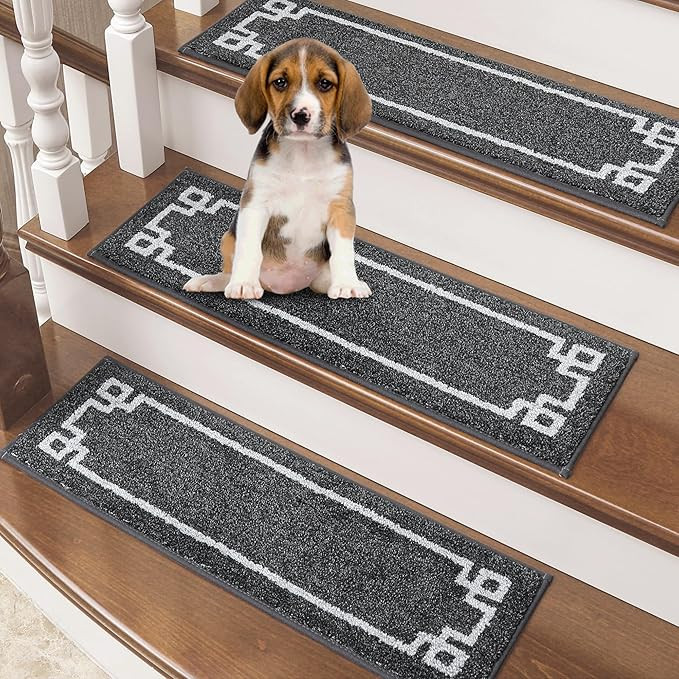 BEQHAUSE Non Slip Stair Treads for Wooden Steps Indoor Washable Stair Runner 28inX9in Polyester D... | Amazon (US)
