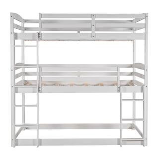 Utopia 4niture Serry White Twin Triple Bunk Bed | The Home Depot