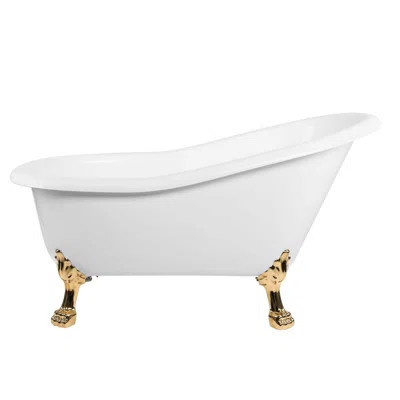 Paris 54 Inch Acrylic Slipper Clawfoot Tub - No Faucet Drillings - Lion Paw Feet | Wayfair North America