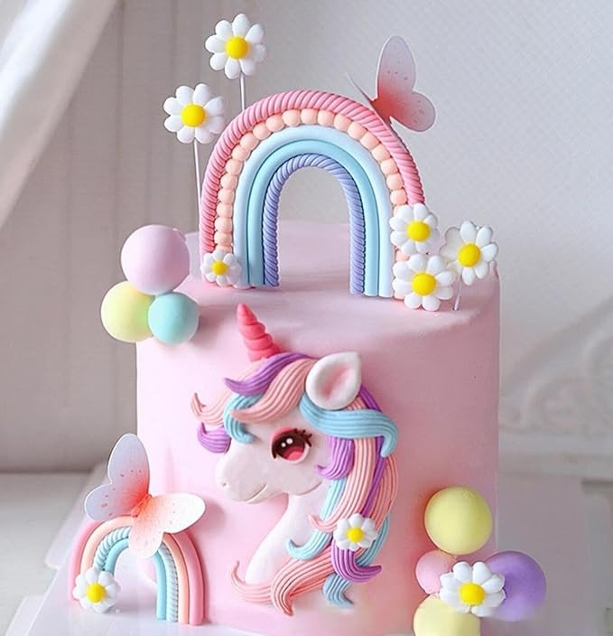 Pony Unicorn Cake Decoration Unicorn Cake Topper Pony Rainbow Cake Topper Unicorn Party Favors Bi... | Amazon (US)