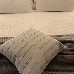 CHARLESTON BLUE || Simple beige and blue striped coastal pillow cover | Etsy (US)