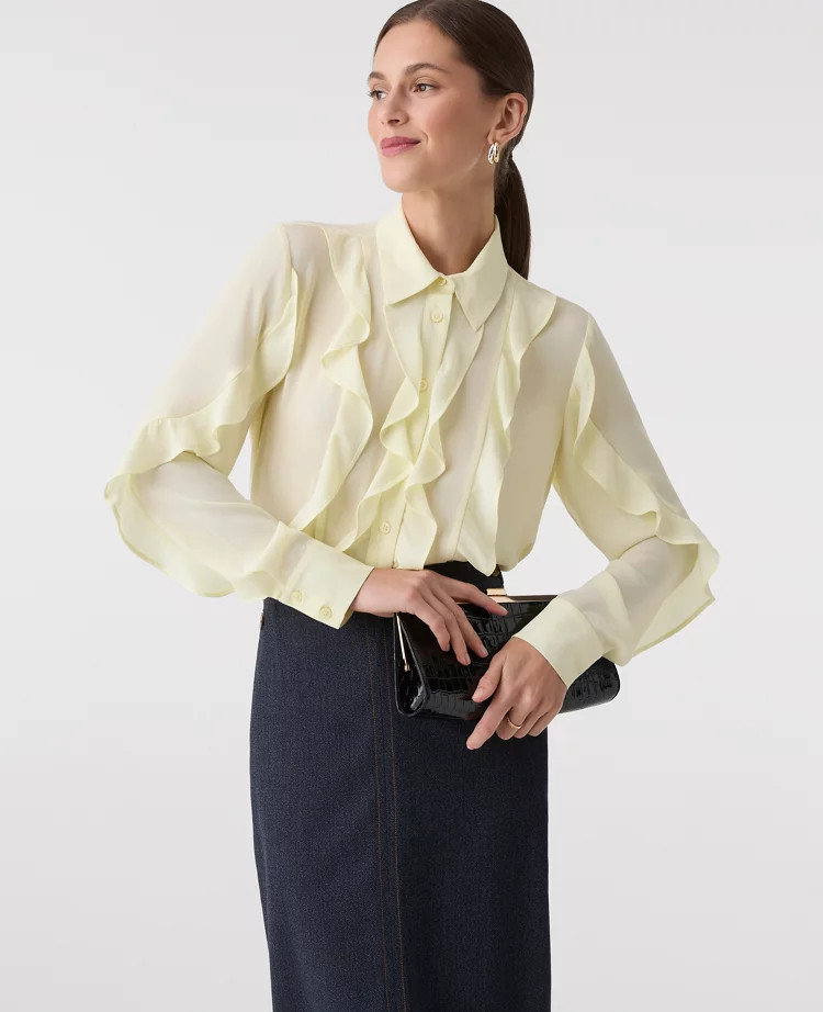 Ruffle Button Down Shirt | Ann Taylor