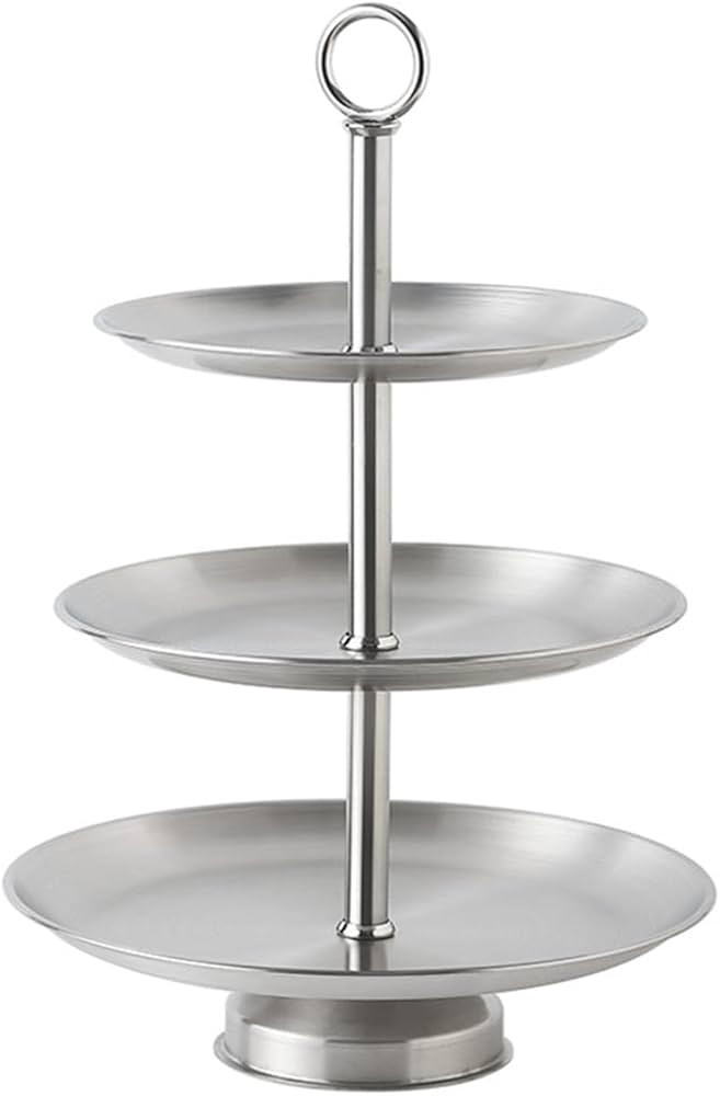 Metal 3 Tier Round Serving Tray, Cupcake Dessert Appetizer Stand, Stainless Steel Cake Cupcake To... | Amazon (US)
