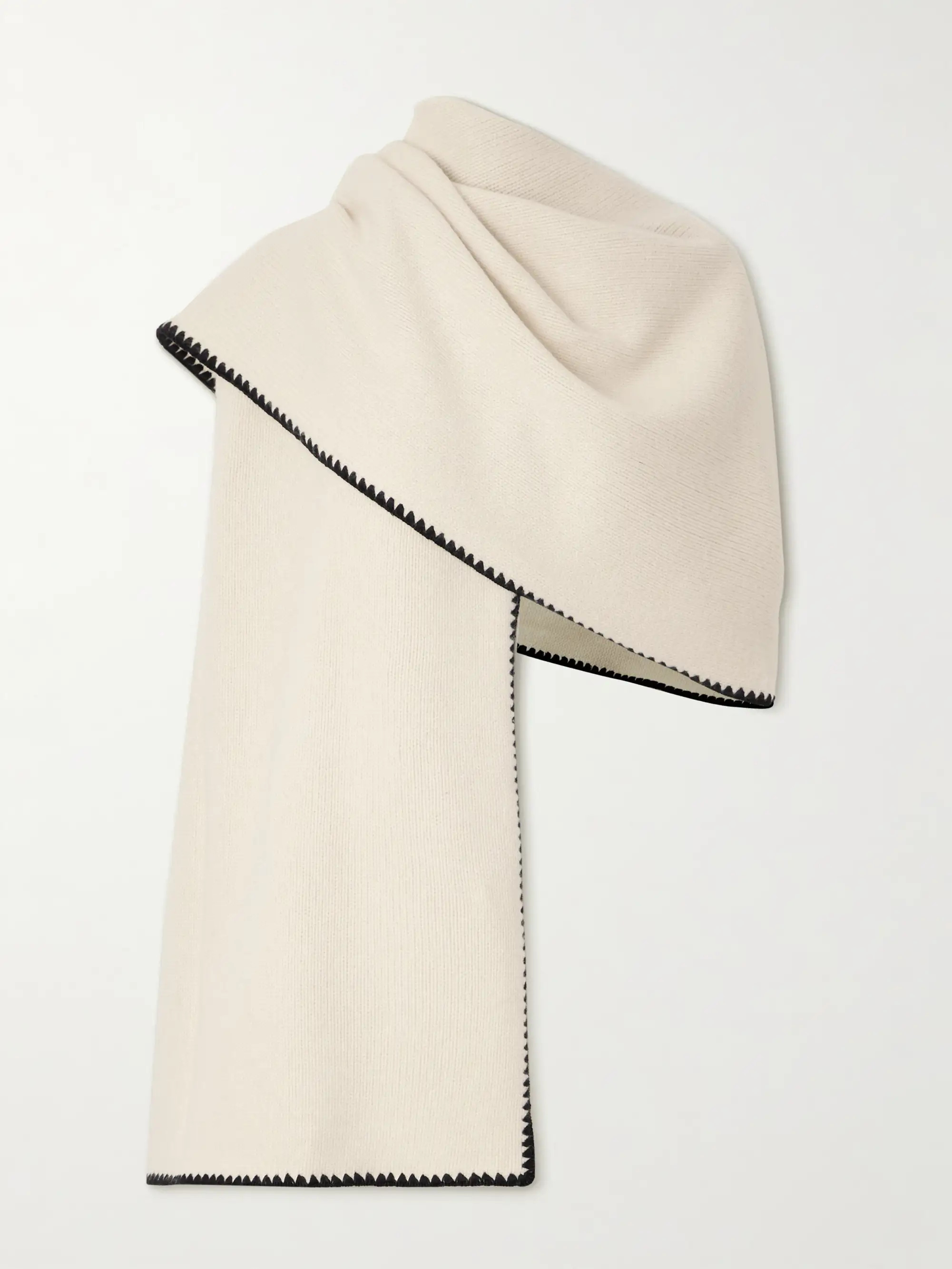Embroidered wool, cashmere and cotton-blend scarf | NET-A-PORTER (US)