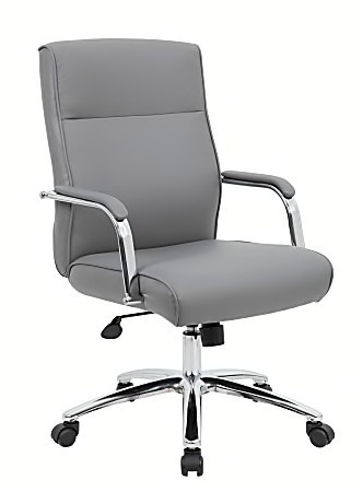Boss Modern Conference Ergonomic High Back Chair Vinyl GrayChrome - Office Depot | Office Depot and OfficeMax 