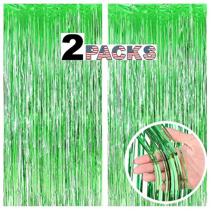 GILF 2 Packs 3.3ft x 8.2ft Shimmer Metallic Fringe Tinsel Foil Curtains for Wedding Bridal Shower... | Amazon (US)