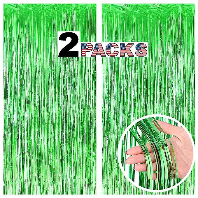 GILF 2 Packs 3.3ft x 8.2ft Shimmer Metallic Fringe Tinsel Foil Curtains for Wedding Bridal Shower... | Amazon (US)