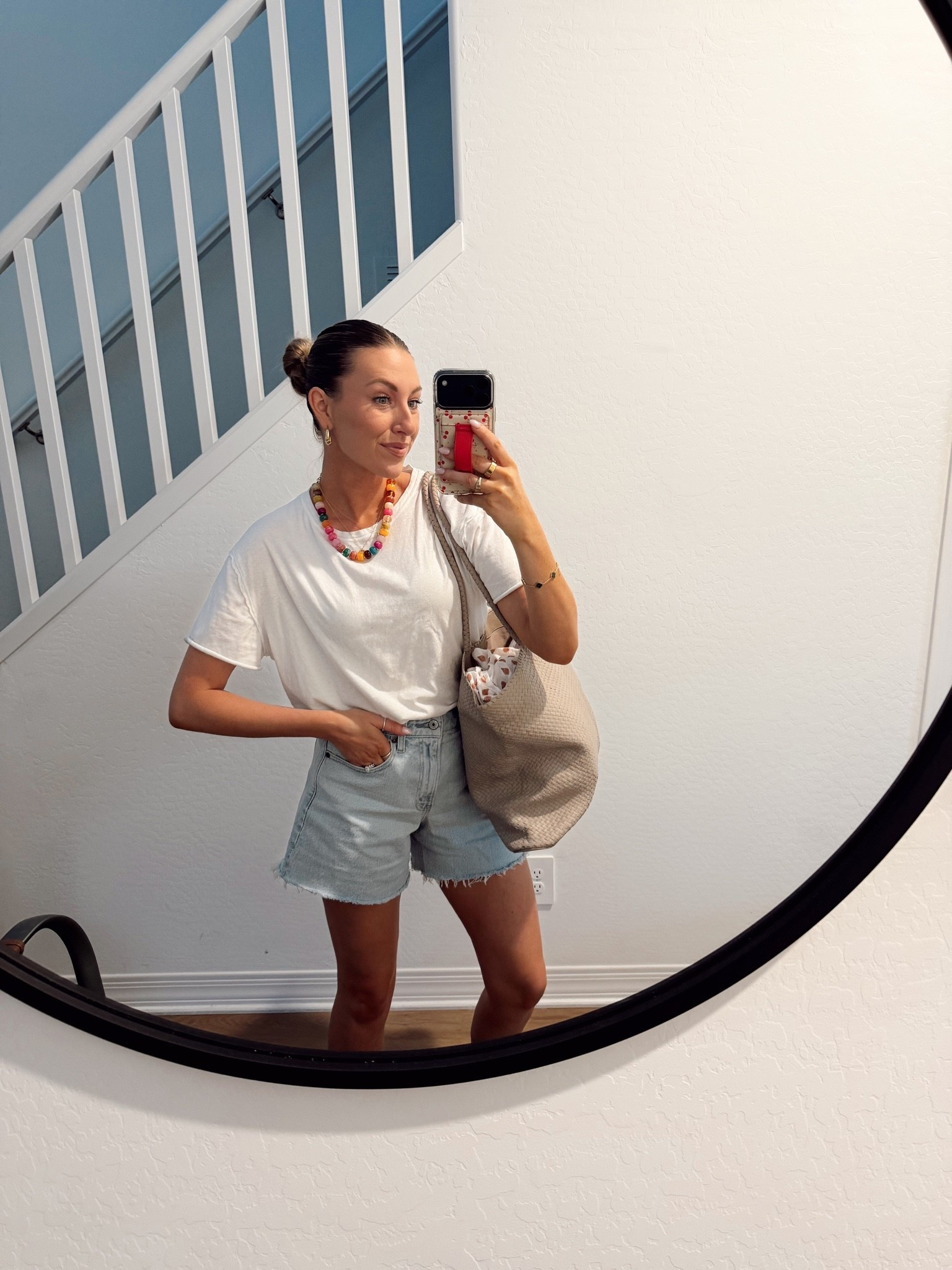 Today’s outfit! Wearing a 27 in the shorts and an XS tee!