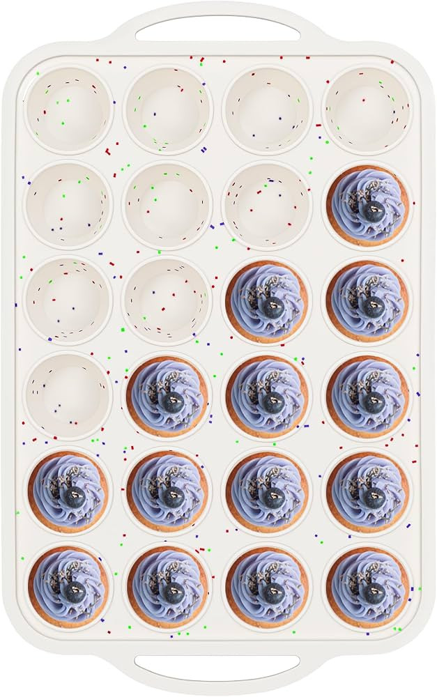 24 Cups Silicone Mini Muffin Pan for Baking with Metal Frame | Amazon (US)