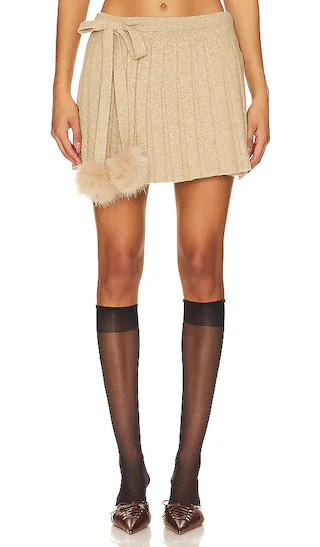 Nili Pleated Wrap Skirt in Tan | Revolve Clothing (Global)