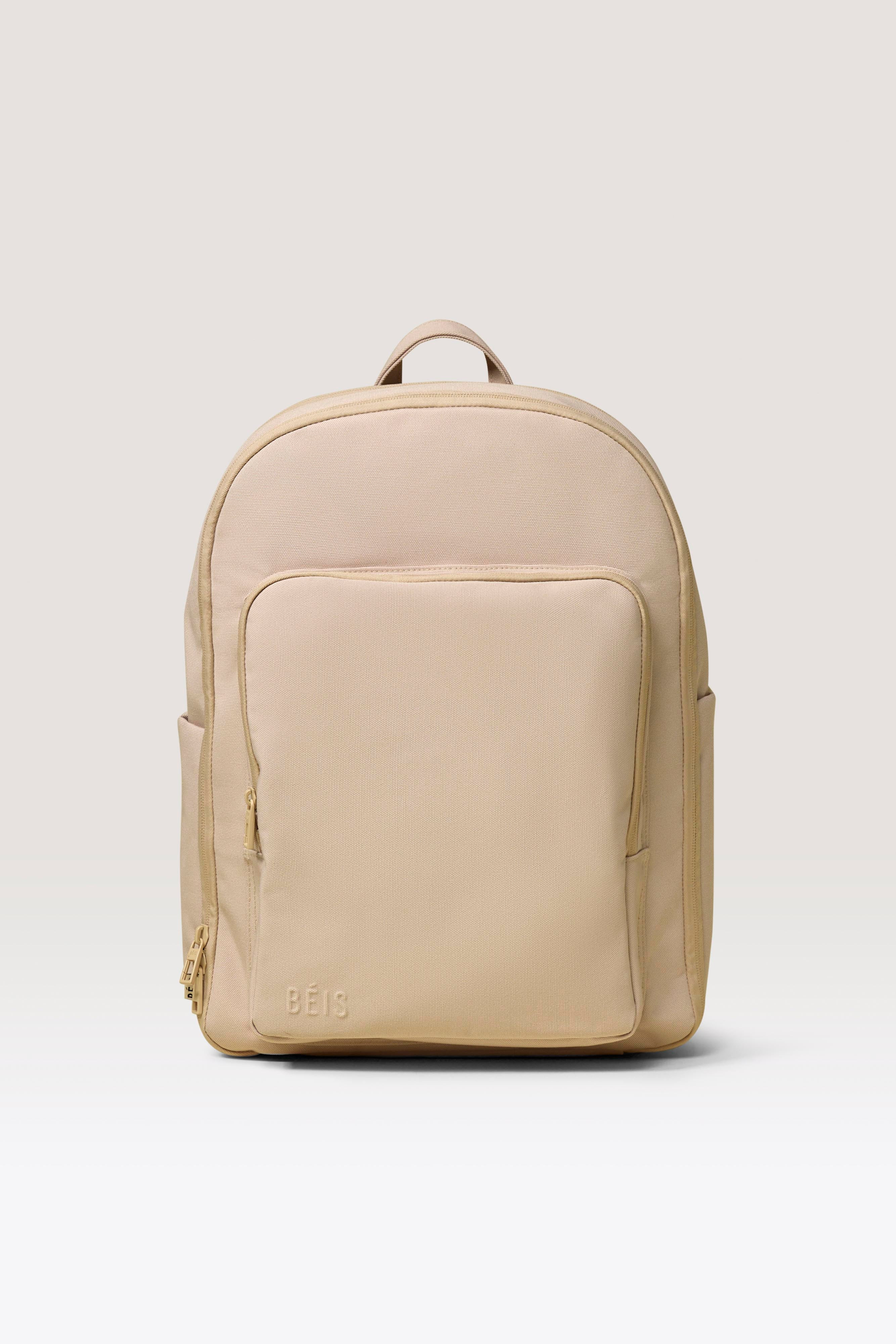 BÉIS ‘The Backpack’ in Beige - Beige Travel & Laptop Backpack | BEIS