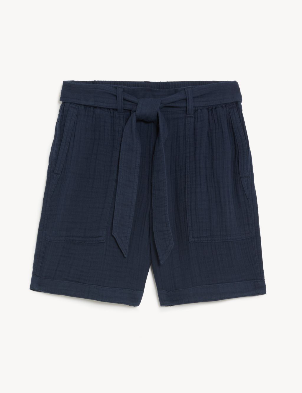 Pure Cotton High Waisted Belted Shorts | Marks & Spencer (UK)