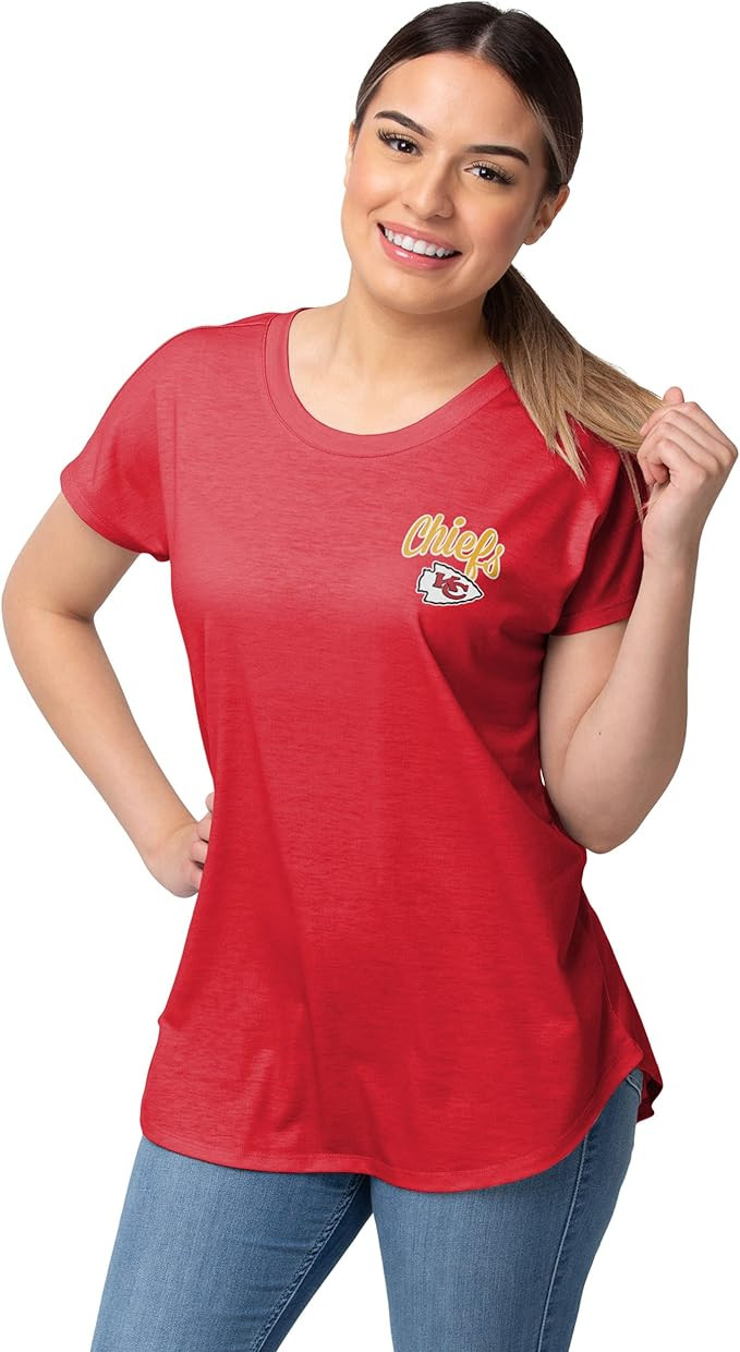 FOCO Women's NFL Team Logo Ladies Fashion Tunic Top Shirt | Amazon (US)