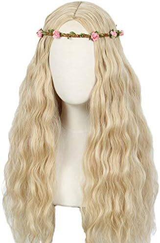 Linfairy Long Wavy Wigs Halloween Cosplay Costume Wig for Women Party With flower Crown (Flower C... | Amazon (US)