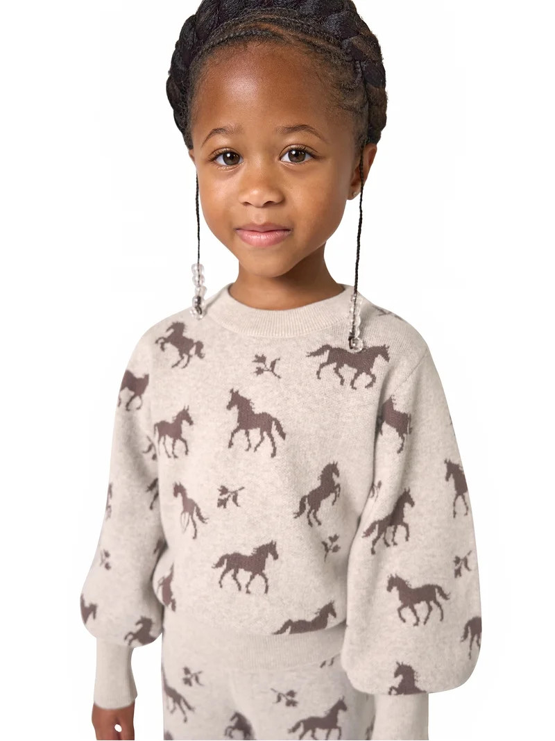 Modern Moments by Gerber Toddler Girl Jacquard Sweater and Wide Leg Pant Set, 2-Piece, Sizes 12 M... | Walmart (US)