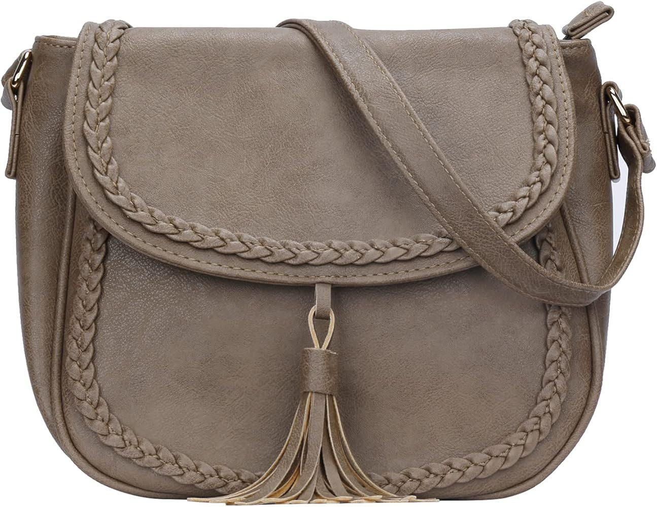 KKXIU Casual Flap Saddle Crossbody Bags for Women Purses and Handbags with Tassel | Amazon (US)