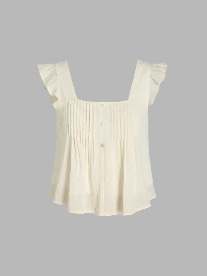 Square Neck Ruffle Hem Crop Top | Cider