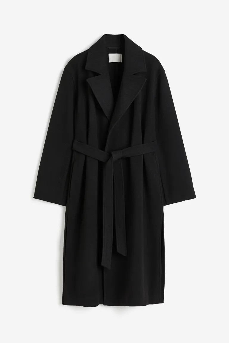 Abrigo con cinturón de anudar - Negro - MUJER | H&M ES | H&M (FR, IT, ES, PT, BE)