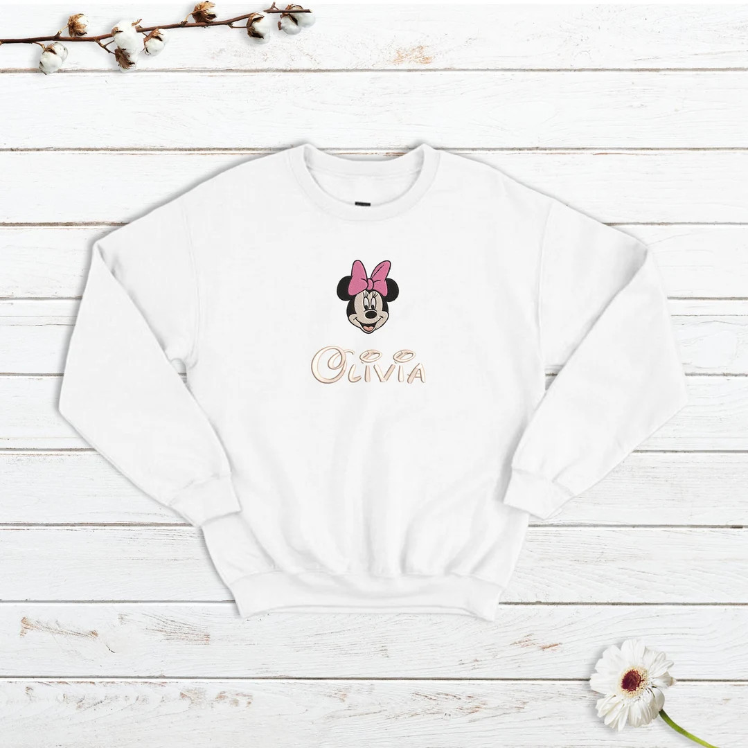 Personalized Minnie Embroidered Baby Sweatshirt, Disney Sweatshirt With Name, Kids Girl Gift - Et... | Etsy (US)