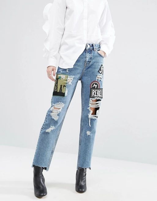 ASOS ORIGINAL MOM Jeans with Badges | ASOS UK