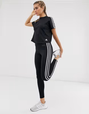 adidas Training three stripe leggings in black | ASOS (Global)