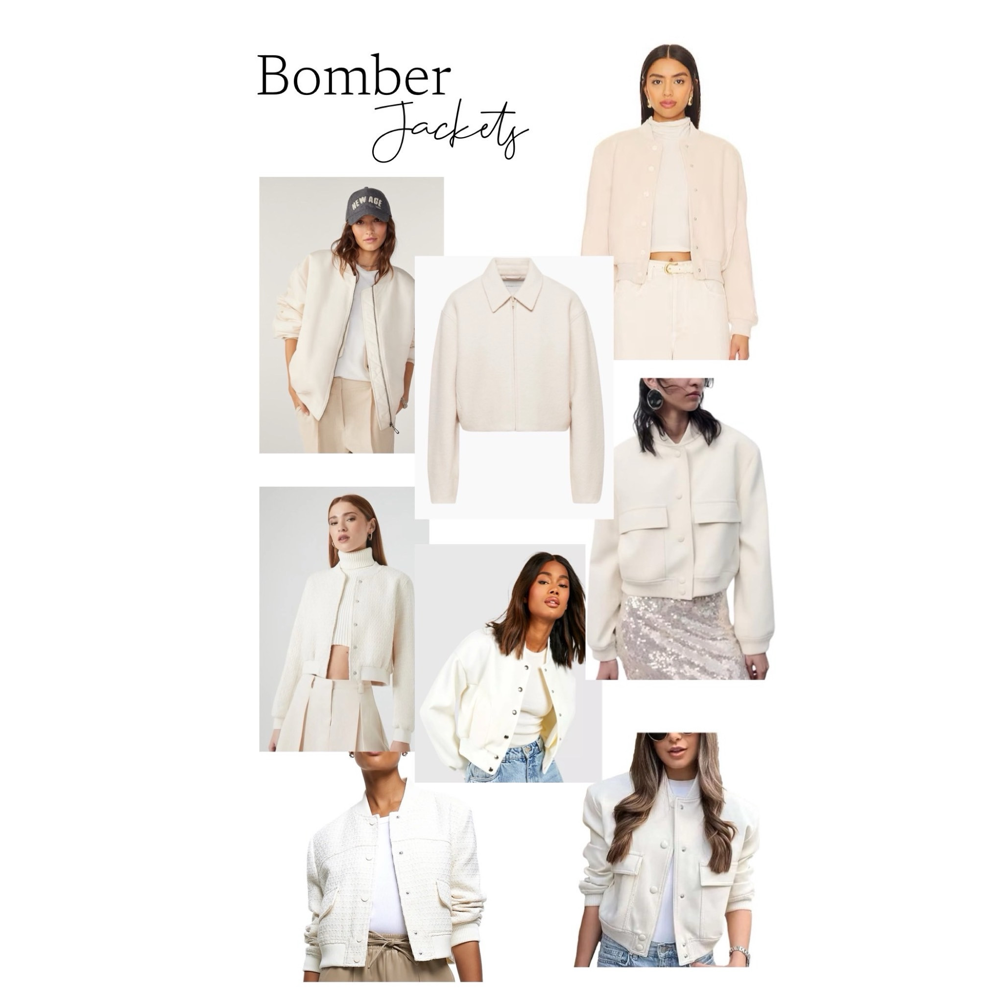 Bomber jackets in an off white will be the jacket that takes you through Spring #bomberjacket 