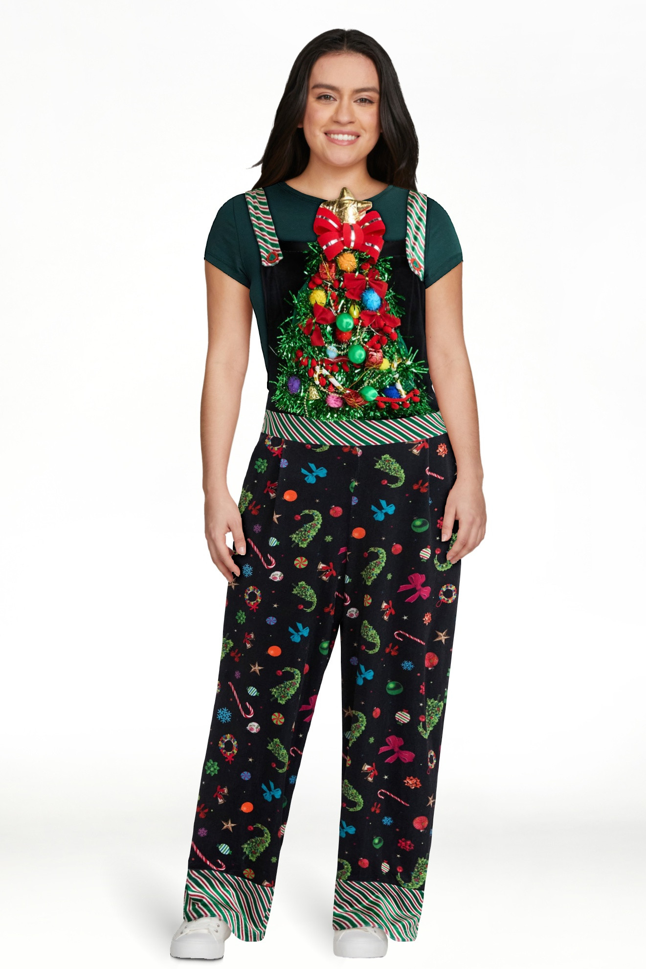 No Boundaries Christmas Tree Jumpsuit, Women’s - Walmart.com | Walmart (US)