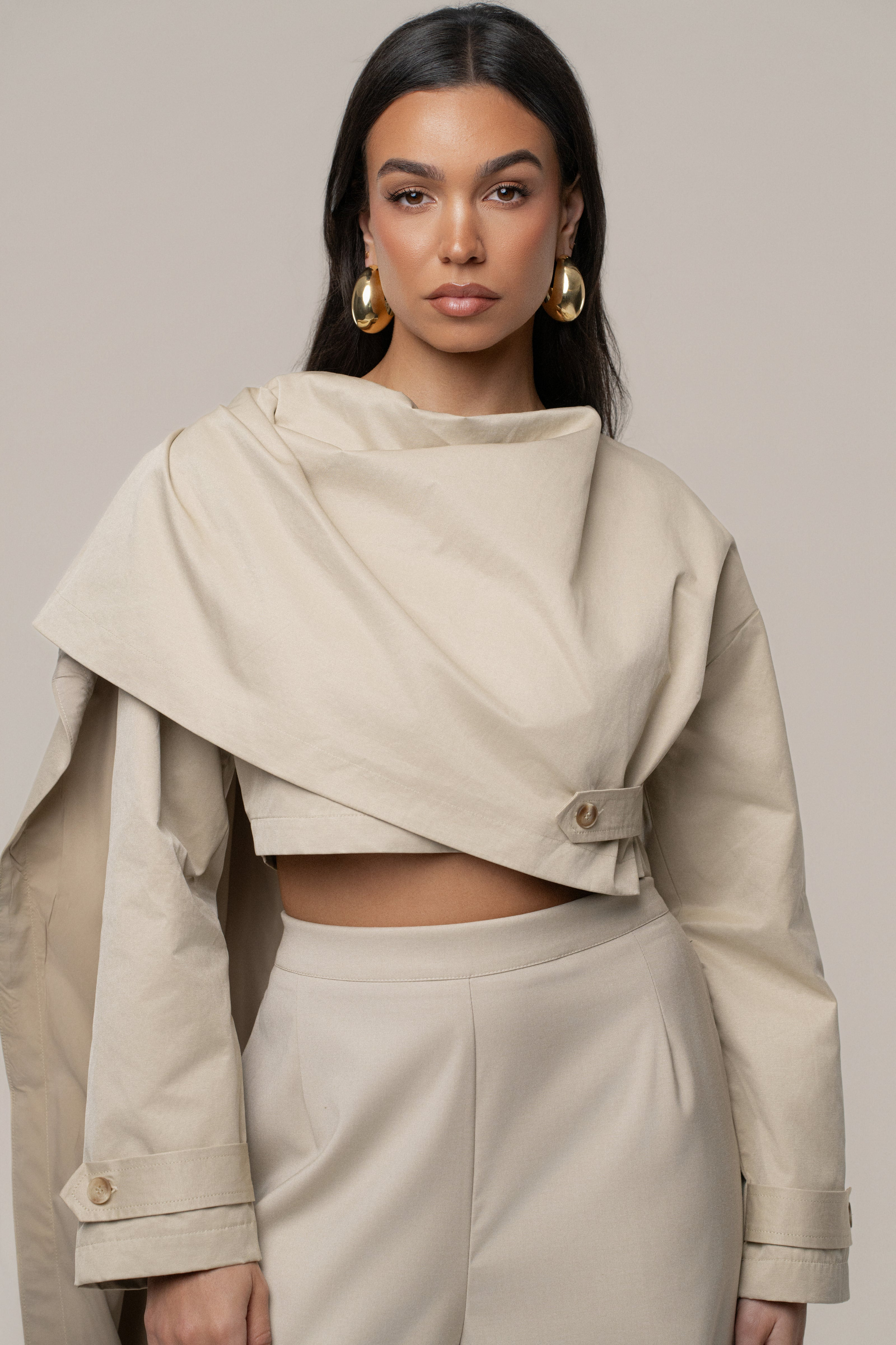 Khaki Next Level Cape Jacket | JLUXLABEL US