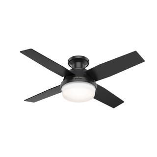 Dempsey 44 in. Indoor/Outdoor Matte Black LED Low Profile Ceiling Fan with Light Kit and Remote C... | The Home Depot